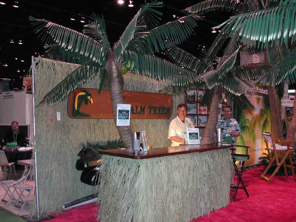 image of a fabricated palm tree at a bar